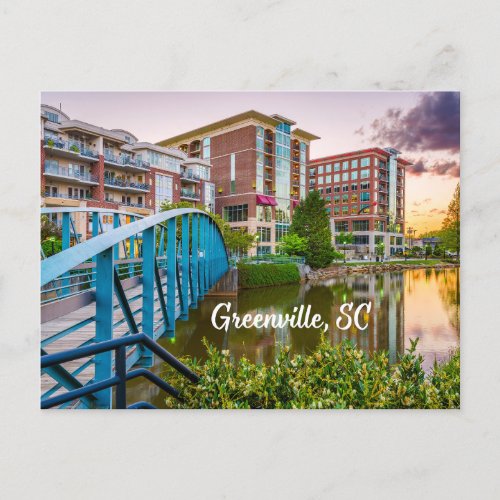 Greenville South Carolina Reedy River Downtown Postcard