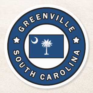 Greenville South Carolina Round Paper Coaster