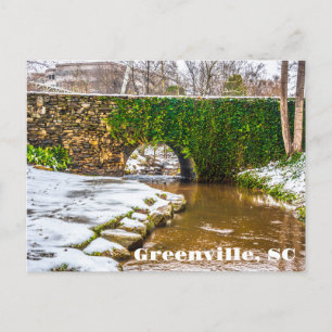 Greenville, South Carolina Snow on Reedy River Postcard