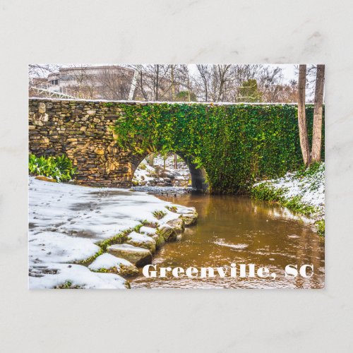 Greenville South Carolina Snow on Reedy River  Postcard