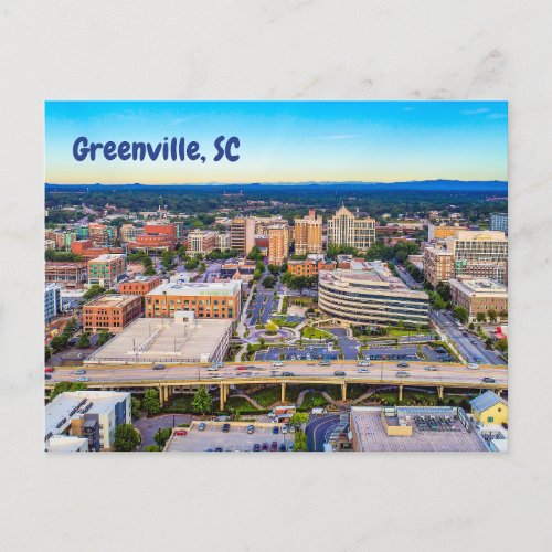 Greenville South Carolina Summer Downtown View Postcard