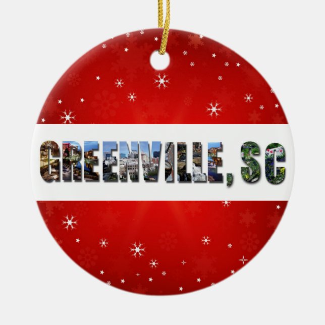 Greenville South Carolina Travel Photos Christmas Ceramic Ornament (Front)