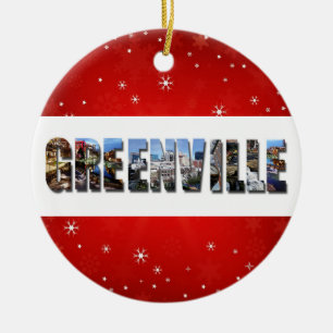 Greenville South Carolina Travel Photos Christmas Ceramic Ornament