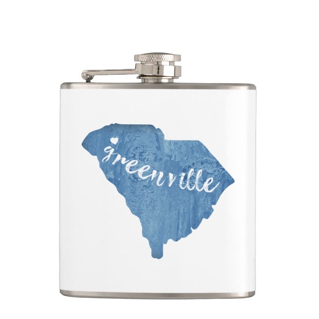 Greenville South Carolina Wood Grain Flask (Front)