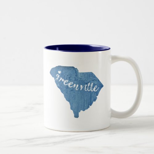 Greenville South Carolina Wood Grain Two_Tone Coffee Mug