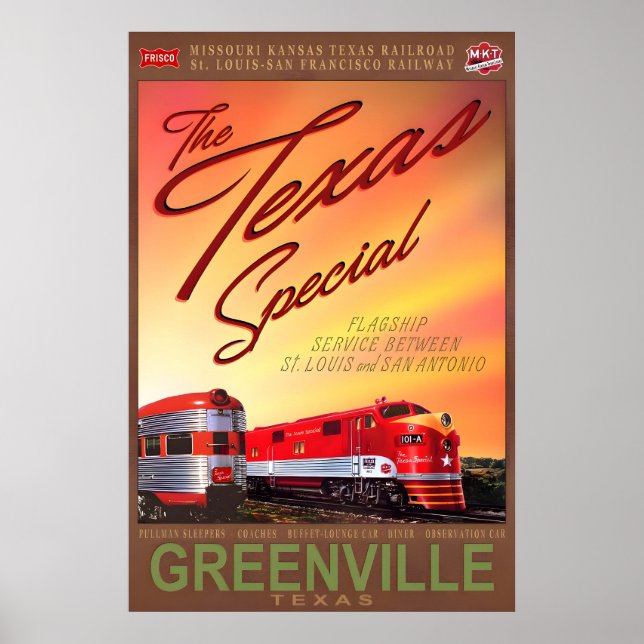 Greenville Texas Special Retro Train Poster MKT (Front)