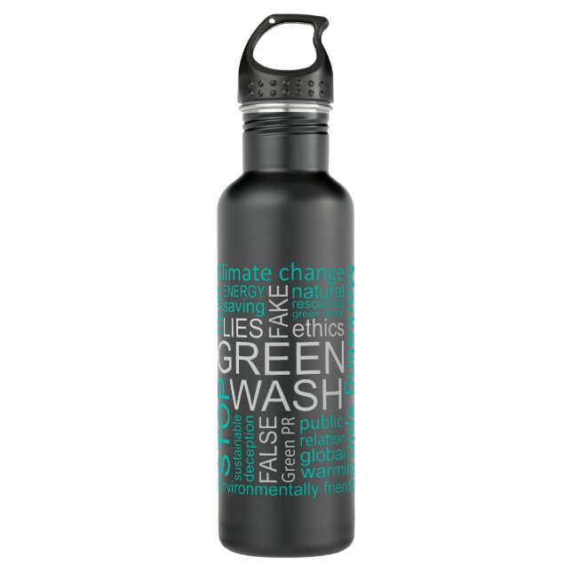 Greenwash Fake Lies Deception Stainless Steel Water Bottle (Front)