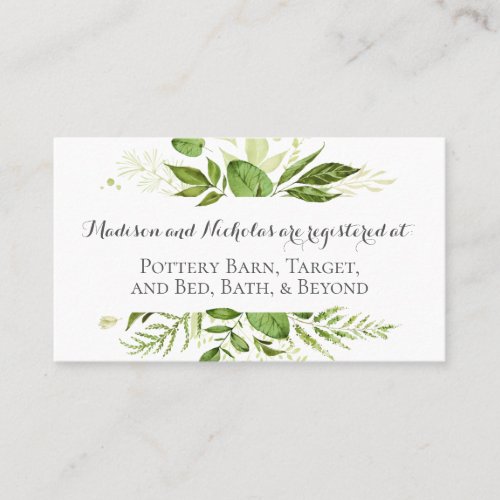 GreenWedding Registry Insert Cards Rustic Greenery