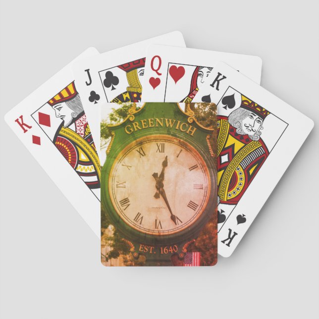 Greenwich Avenue Post Clock, Greenwich, CT Poker Cards (Back)