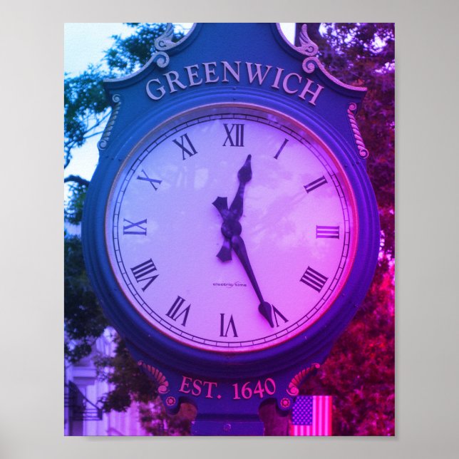 Greenwich Avenue Post Clock, Greenwich, CT Poster (Front)