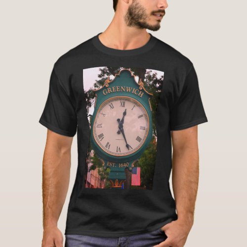 Greenwich Avenue Post Clock Greenwich CT T_Shirt