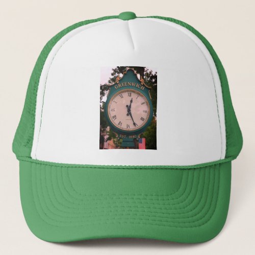 Greenwich Avenue Post Clock Greenwich CT Trucker Hat