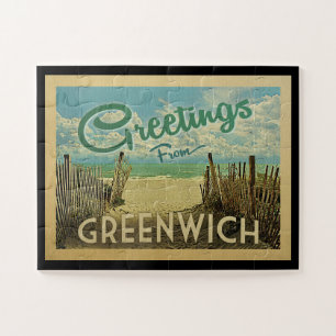 Greenwich Connecticut Beach Vintage Travel Jigsaw Puzzle