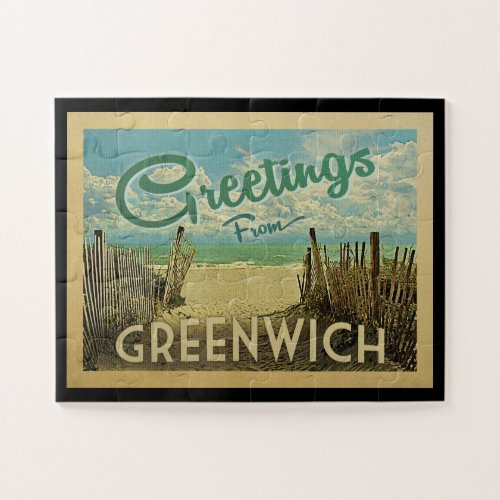 Greenwich Connecticut Beach Vintage Travel Jigsaw Puzzle