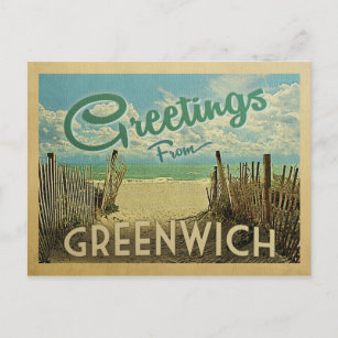 Greenwich Connecticut Beach Vintage Travel Postcard