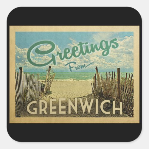Greenwich Connecticut Beach Vintage Travel Square Sticker