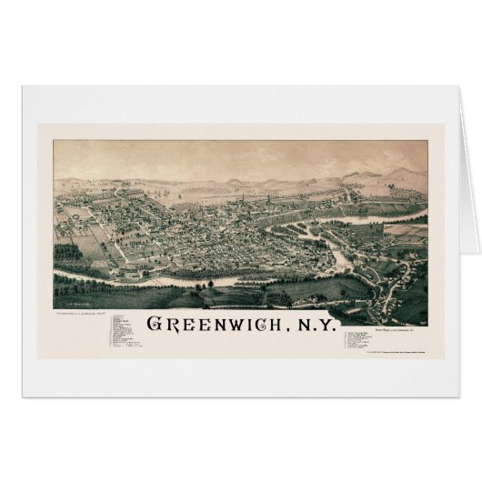 Greenwich, NY Panoramic Map - 1885 Cards (Front Horizontal)