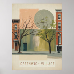 Greenwich village quiet street lights poster