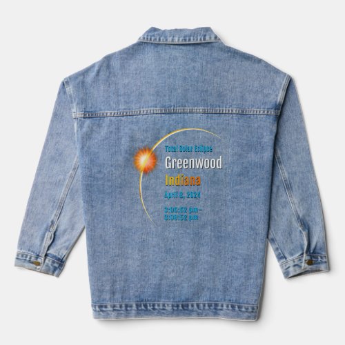 Greenwood Indiana In Total Solar Eclipse 2024 1  Denim Jacket