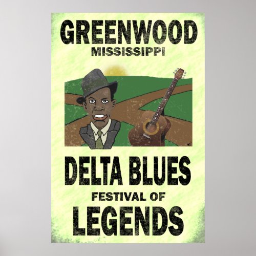 Greenwood Mississippi Delta Blues Poster