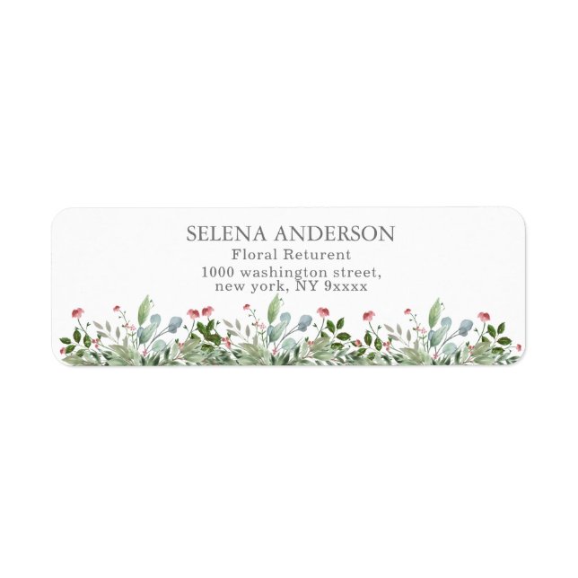 Greeny Wild Meadow  Botanical Wedding Address Label (Front)