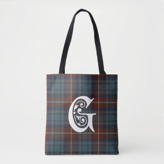 Greer Clan Tartan Monogram Tote Bag