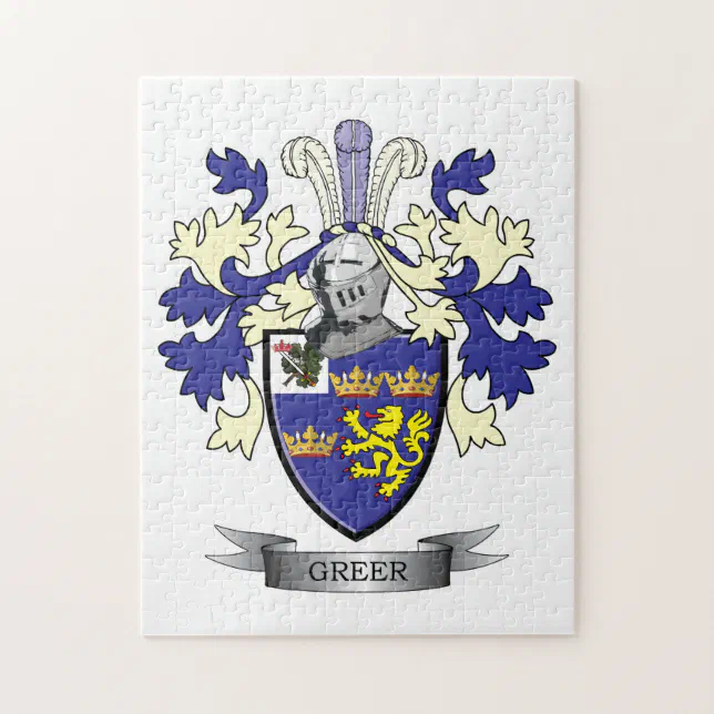 Greer Family Crest Coat of Arms Jigsaw Puzzle Zazzle