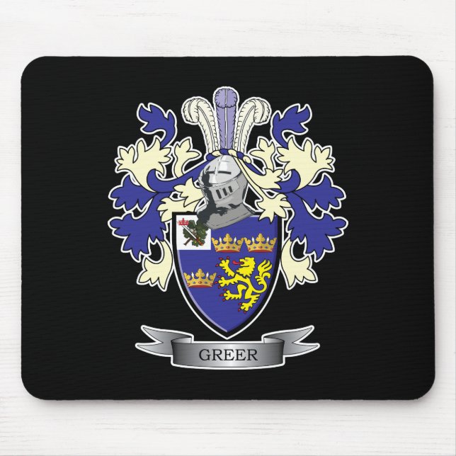 Greer Family Crest Coat of Arms Mouse Pad (Front)