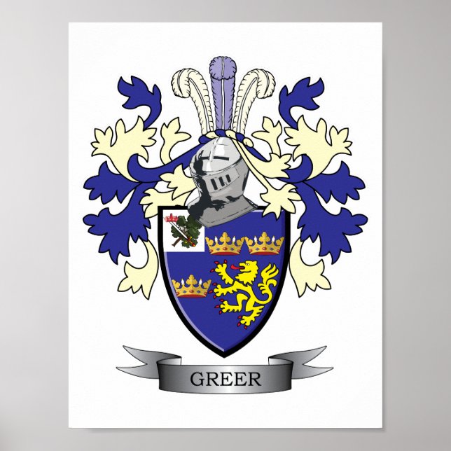 Greer Family Crest Coat of Arms Poster (Front)