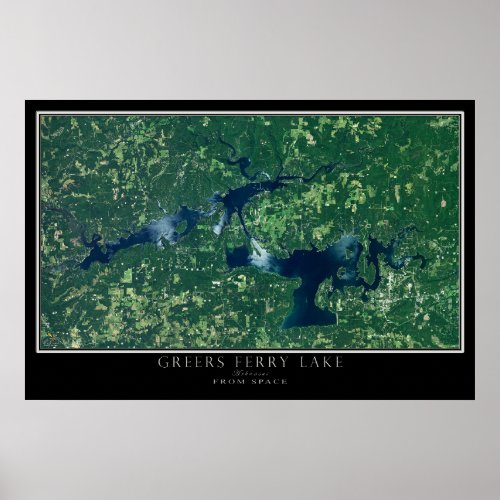 Greers Ferry Lake Arkansas Satellite Poster Map