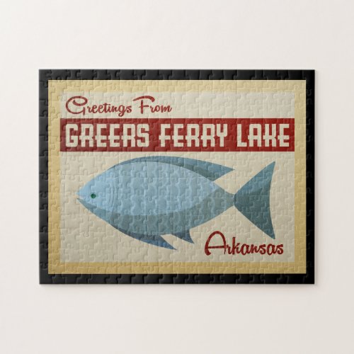 Greers Ferry Lake Fish Vintage Travel Jigsaw Puzzle