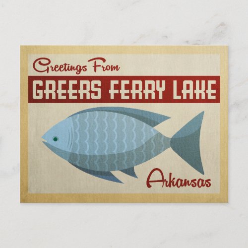 Greers Ferry Lake Fish Vintage Travel Postcard