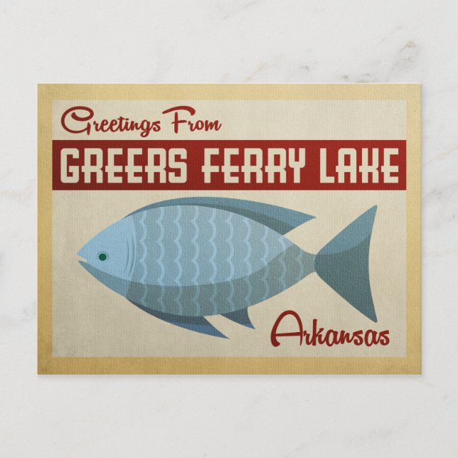 Greers Ferry Lake Fish Vintage Travel Postcard (Front)