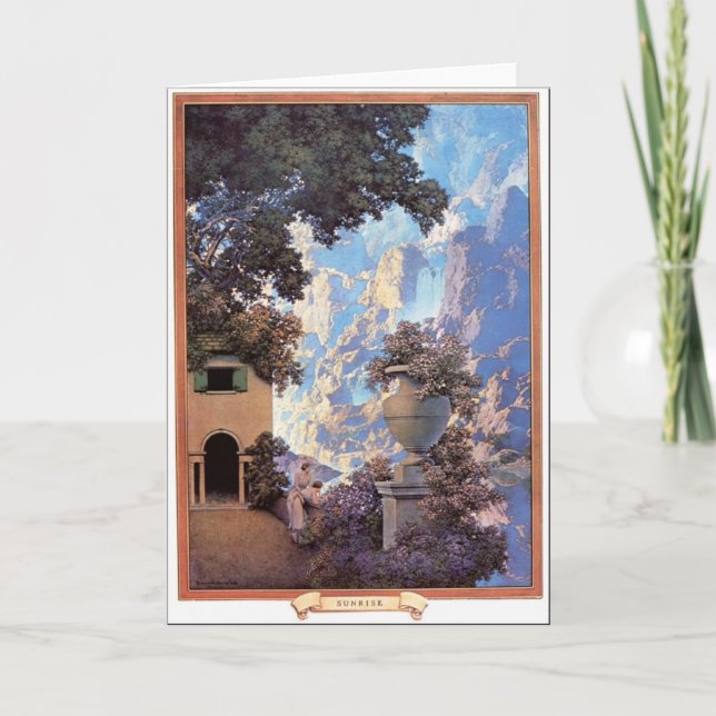 Greetin card with 'Sunrise' by Maxfield Parrish (Front)