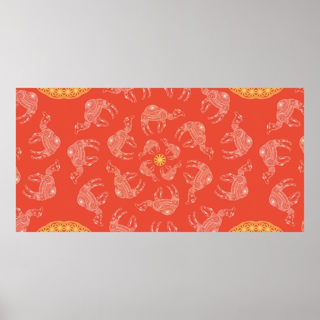 Greeting Beautiful card with camel. Frame of anima Poster (Front)