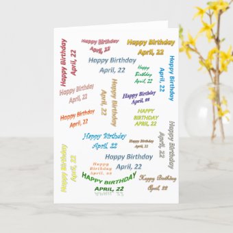 Greeting Card April, 22 Birthday Zazzle