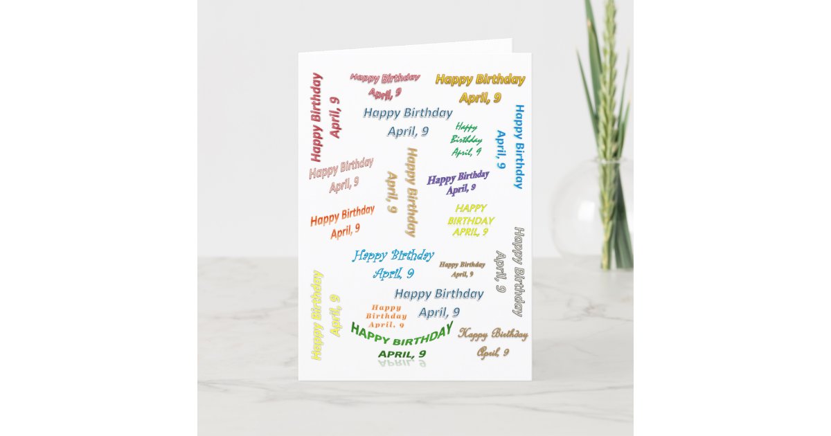 Greeting Card April, 9 Birthday | Zazzle