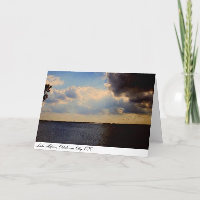 Greeting Card ~ Beautiful Lake & Clouds Painting (Front)