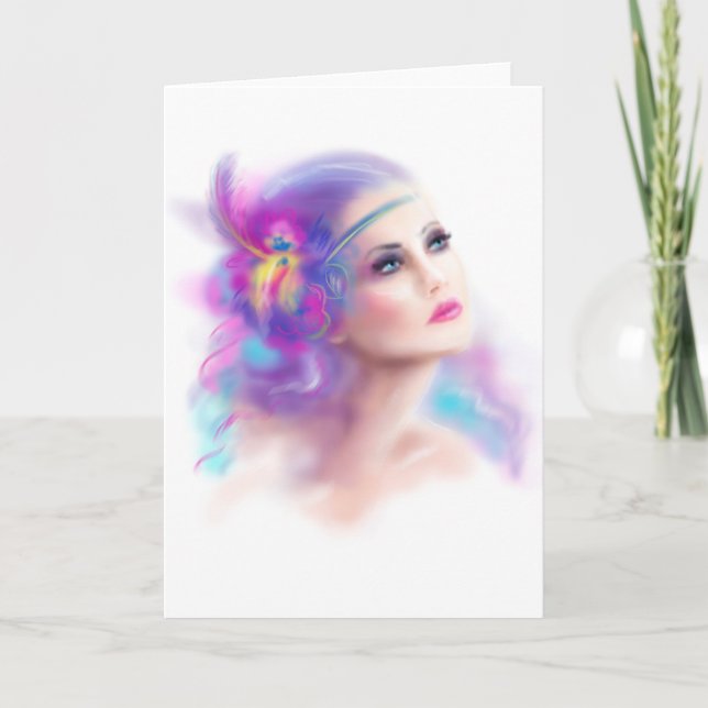 Greeting Card beautiful woman portrait abstract (Front)