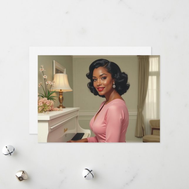 Greeting Card Black Woman Birthday Thank You (Front/Back In Situ)