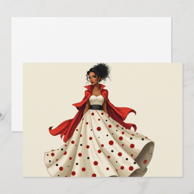 Greeting Card Black Woman Fashion Birthday Hello  (Front/Back)