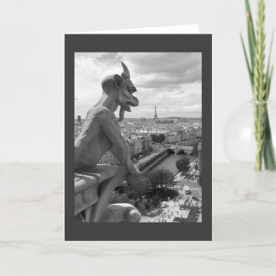 Greeting card, blank, with Gargoyle, black & white Card