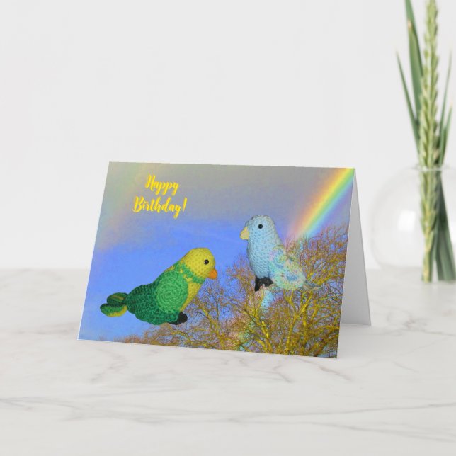 Greeting Card - Blue and Green Birds (Front)