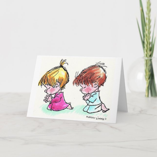 Greeting Card - Boy & Girl Praying (Front)
