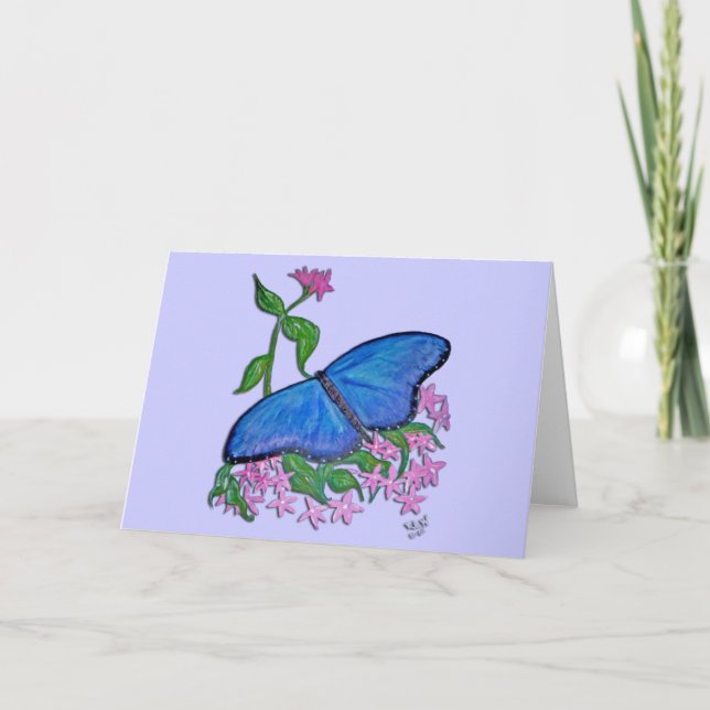 greeting card -  butterfly blue (Front)