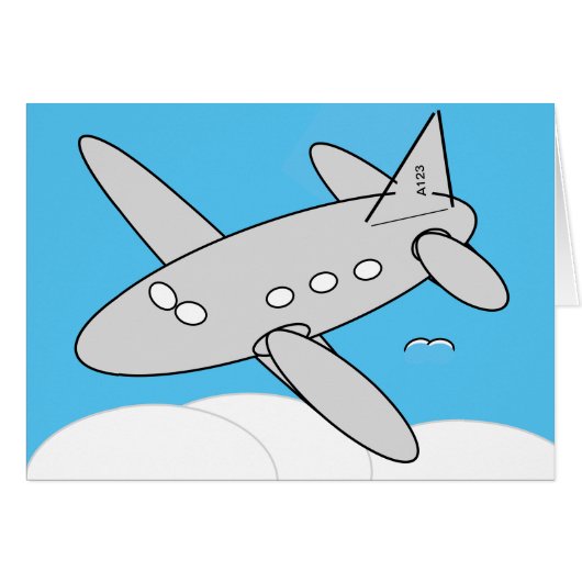 Greeting Card - Cartoon Airplane (Front Horizontal)