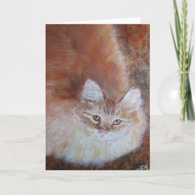 Greeting Card - Cat Art Painting (Front)
