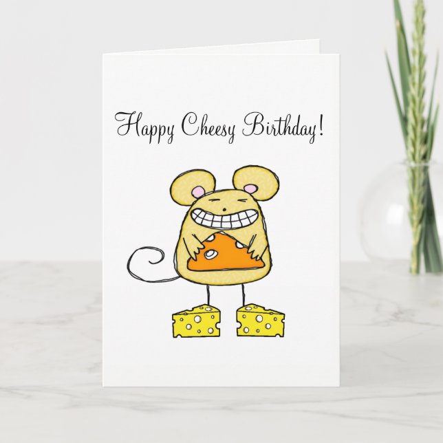 Greeting Card Cheesy Happy Birthday Mouse (Front)