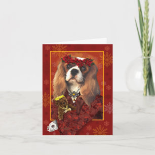 Greeting Card, Christmas Card, Cavalier Spaniel Ho Holiday Card