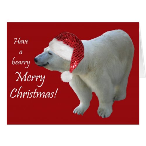 Greeting Card Christmas Polar Bear Santa